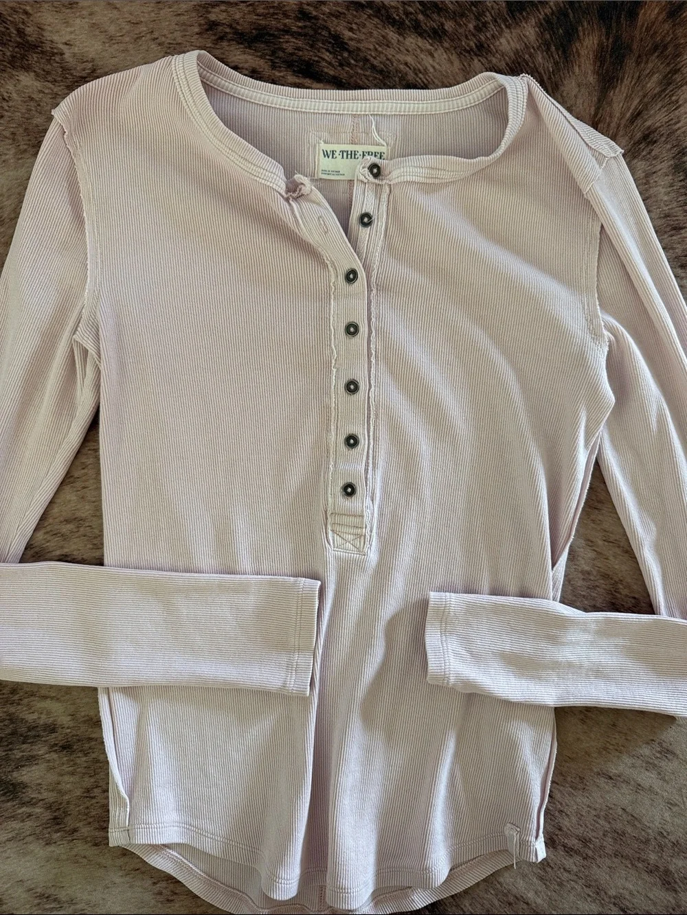Free People Long-Sleeve Henley in Light Lavender